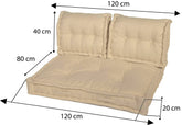 Coussins palette capitonné 120x80x20cm Beige clair - Deco-arts.fr