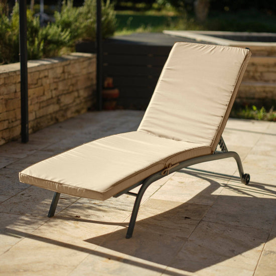 Coussin Bain de Soleil - Matelas pour Transat Dehoussable- 185x60x5cm - Beige - Deco-arts.fr