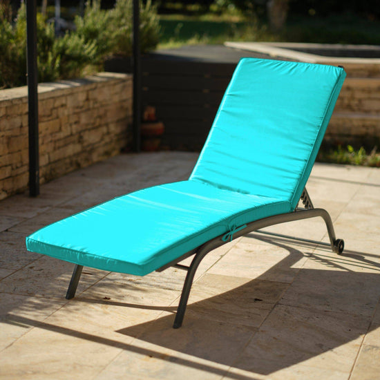 Coussin Bain de Soleil - Matelas pour Transat Dehoussable- 185x60x5cm - Bleu caraibes - Deco-arts.fr