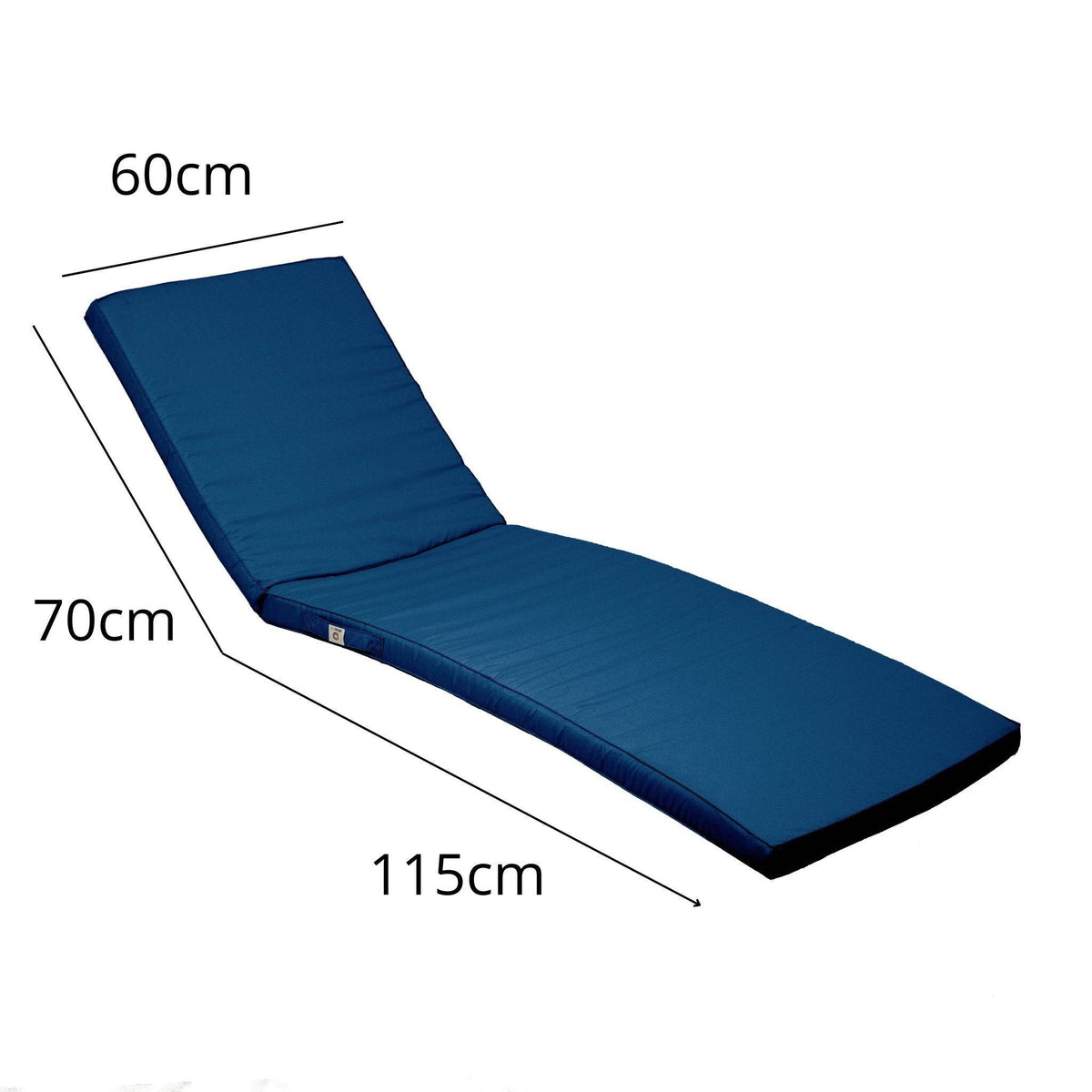 Colchoneta para Tumbona 185x60 Azul Petróleo - Con Funda Extraíble & Impermeable (Tumbona) – esquema con medidas