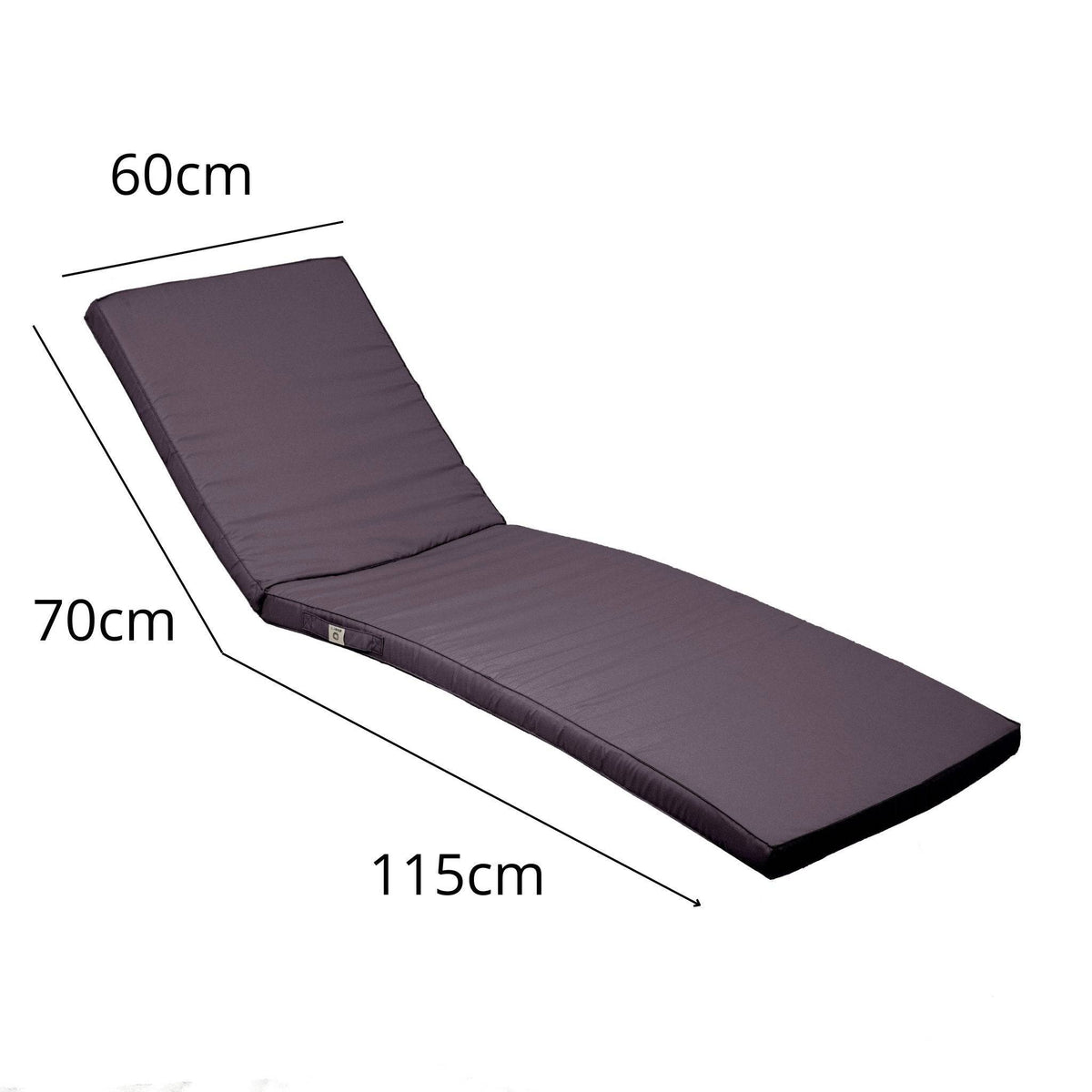 Colchoneta para Tumbona 185x60 Gris Carbón - Con Funda Extraíble & Impermeable (Tumbona) – esquema con medidas