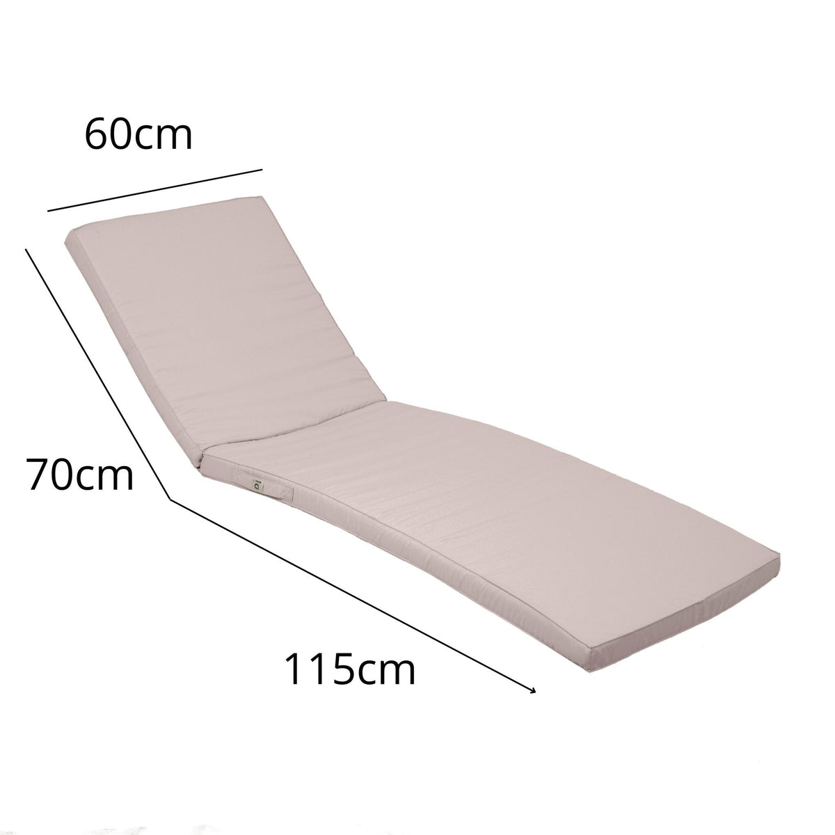 Colchoneta para Tumbona 185x60 Gris Guijarro - Con Funda Extraíble & Impermeable (Tumbona) – esquema con medidas