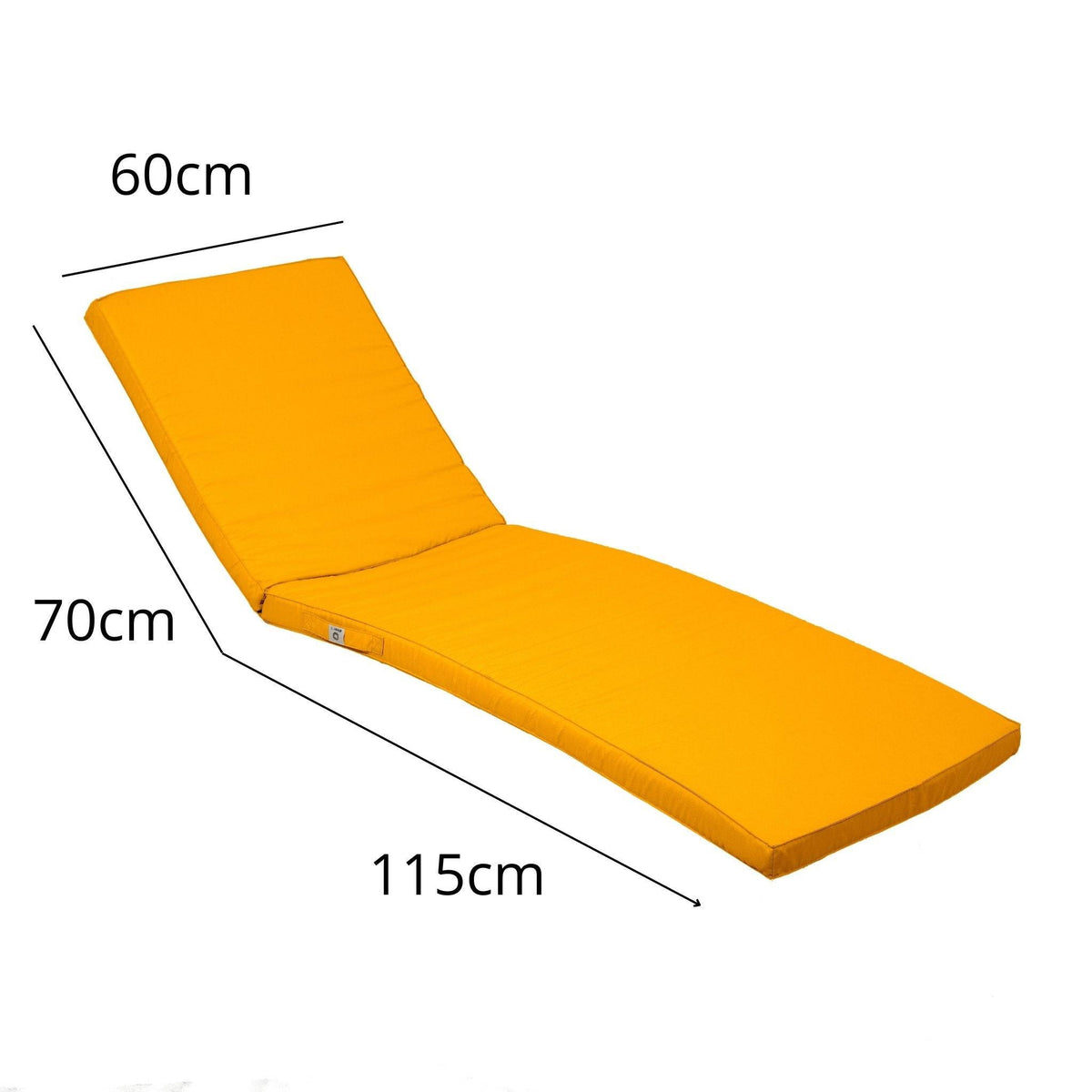 Colchoneta para Tumbona 185x60 Amarillo Miel - Con Funda Extraíble & Impermeable (Tumbona) – esquema con medidas
