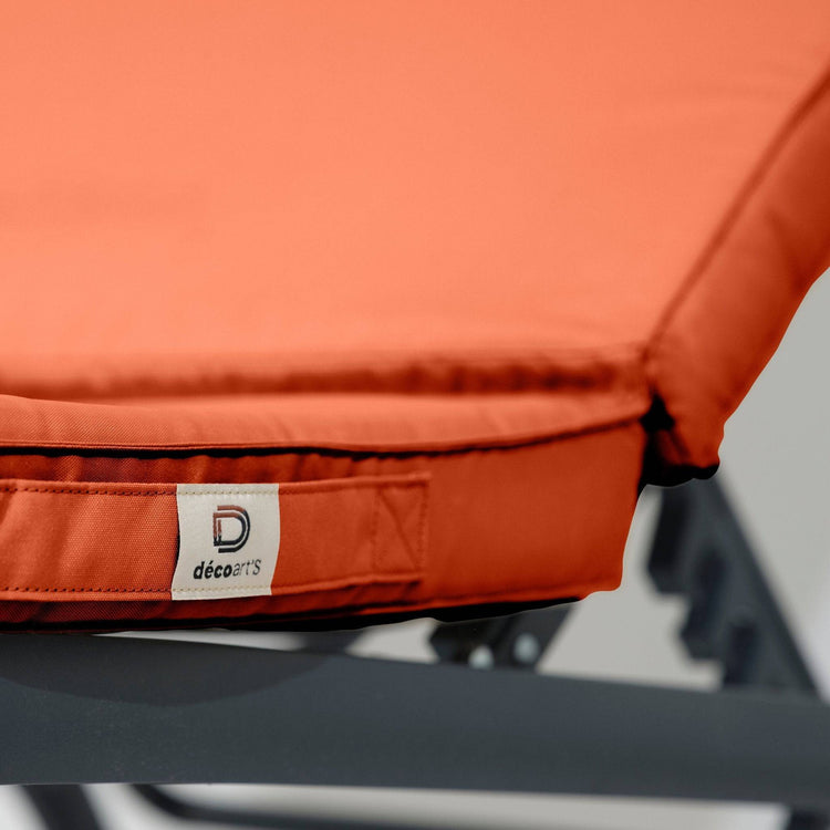 Coussin Bain de Soleil Terracotta  - Matelas pour Transat Déhoussable - 185x60x5cm - Deco-arts.fr