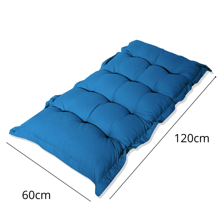 Cojín Acolchado para Banco y Suelo 120x60 Azul Petróleo, relleno de copos de espuma