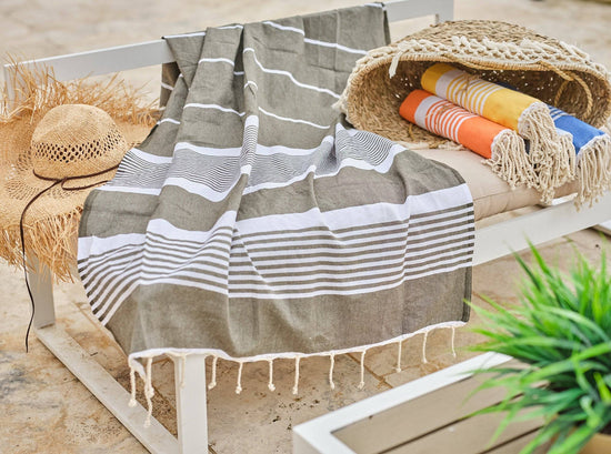 Fouta en coton arthur 100x200cm gris foncé - Deco-arts.fr
