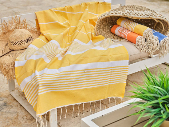 Fouta en coton arthur 100x200cm jaune - Deco-arts.fr