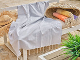 Fouta en coton miami 100x200cm gris argent - Deco-arts.fr