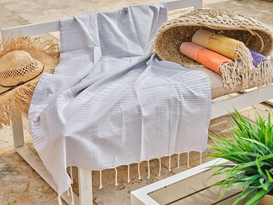 Fouta en coton miami 100x200cm gris argent - Deco-arts.fr