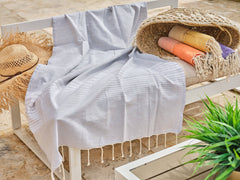 Fouta en coton miami 100x200cm gris argent