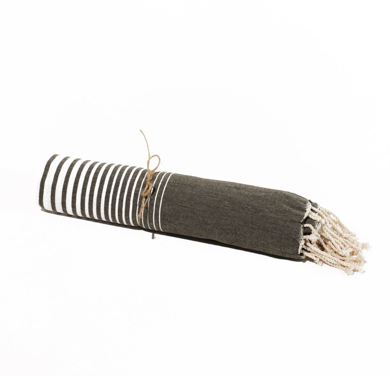 Fouta en coton miami 100x200cm gris foncé - Deco-arts.fr