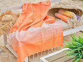 Fouta en coton miami 100x200cm orange - Deco-arts.fr