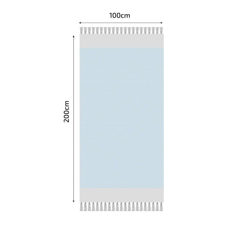 Fouta en coton petit losange 100x200cm bleu ciel - Deco-arts.fr
