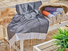 Fouta pequeña de algodón rombos 100x200cm azul marino