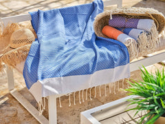Fouta pequeña de algodón rombos 100x200cm azul royal