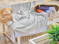 Fouta pequeña de algodón rombos 100x200cm gris plata