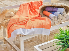 Fouta pequeña de algodón rombos 100x200cm naranja