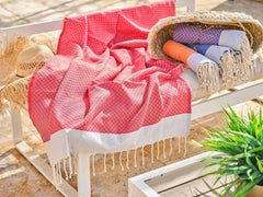 Fouta de algodón rombo pequeño 100x200cm rojo