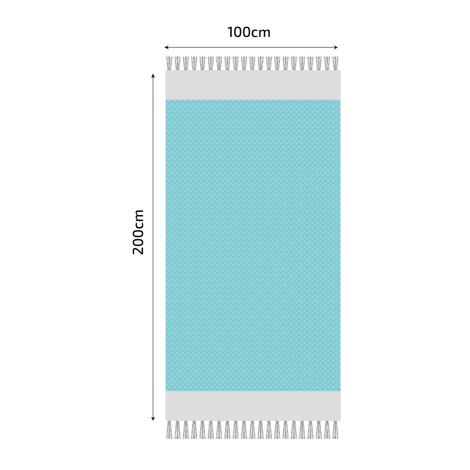 Fouta en coton petit losange 100x200cm turquoise - Deco-arts.fr