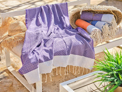 Fouta pequeña de algodón rombos 100x200cm violeta