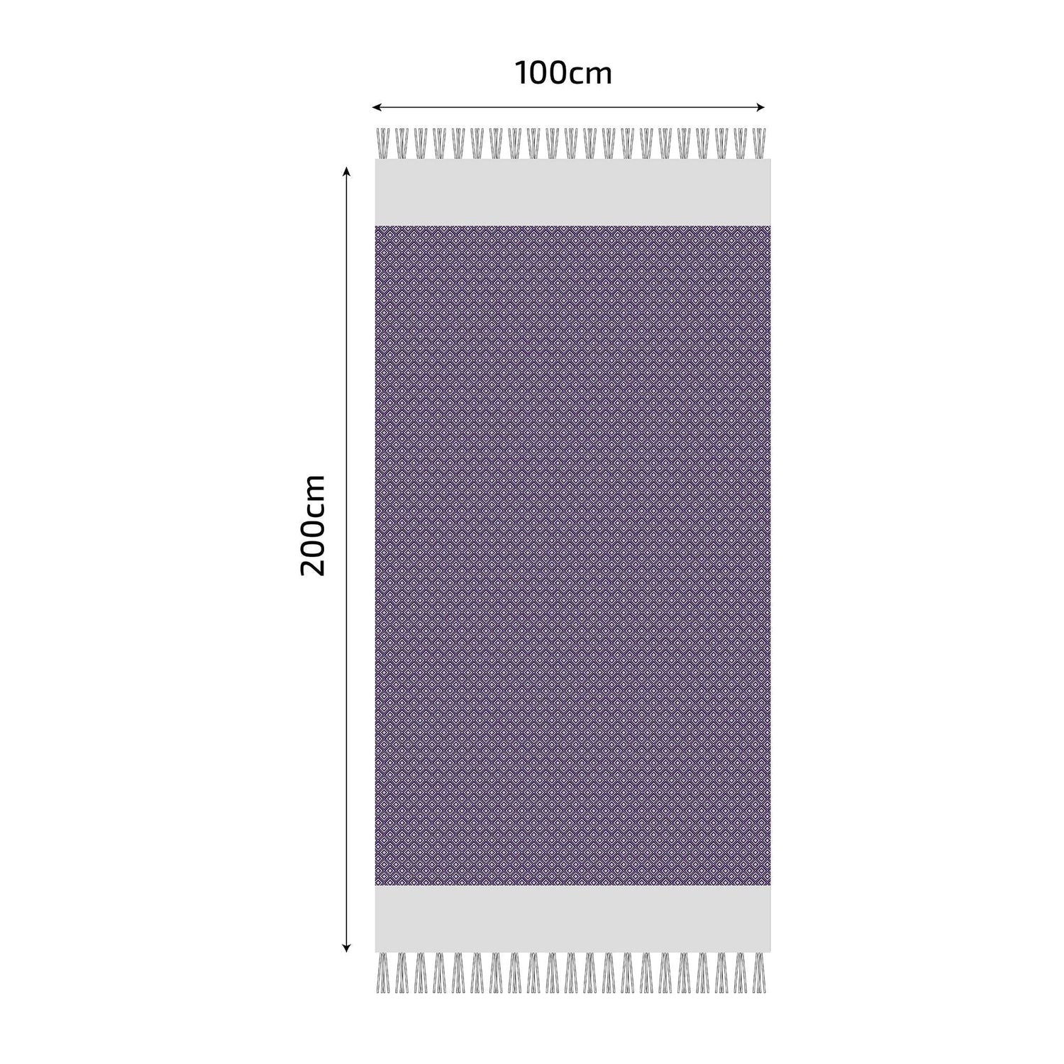 Fouta en coton petit losange 100x200cm violet - Deco-arts.fr