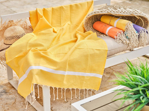 Fouta spa de algodón nido de abeja 100x200cm amarillo