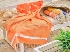 Fouta en coton tissage nid d'abeille spa 100x200cm orange