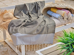 Fouta de algodón Ziwane tejido alveolar 100x200cm gris oscuro