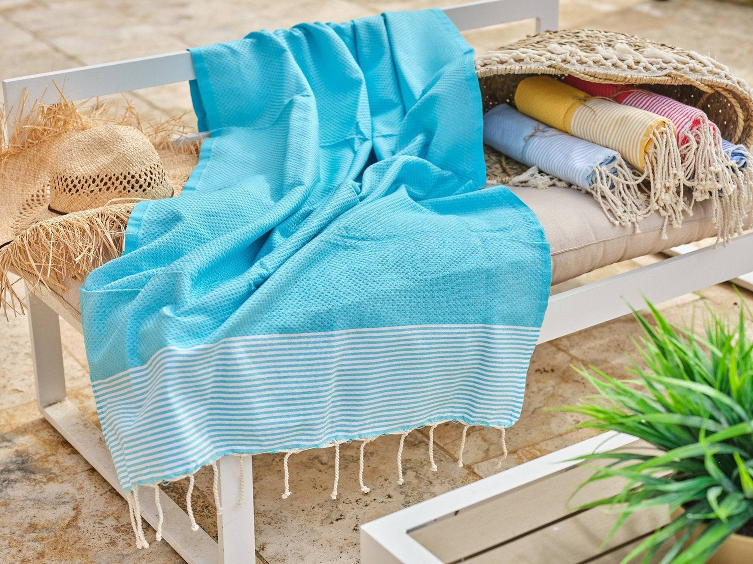 Fouta en coton tissage nid d&