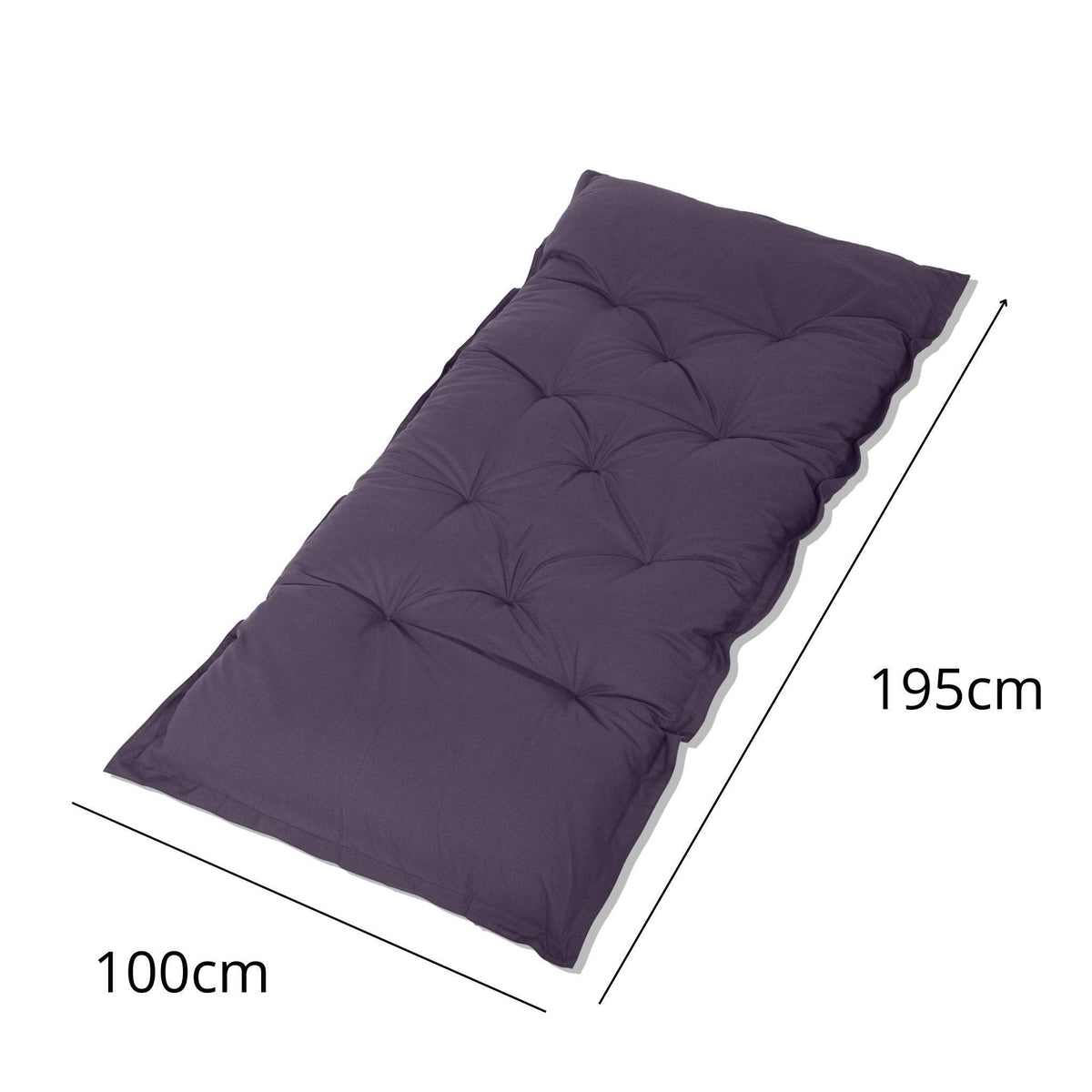 Colchoneta de Suelo XXL 195x100 Gris Carbón - Grueso 15cm (Cama Supletoria & Jeu) – esquema con medidas