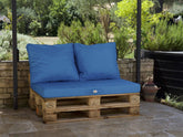 Lot matelas pour palette déhoussable avec assise de 120x80x10cm et dossier Bleu Petrole - Deco-arts.fr