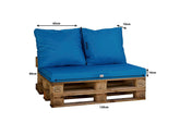 Lot matelas pour palette déhoussable avec assise de 120x80x10cm et dossier Bleu Petrole - Deco-arts.fr