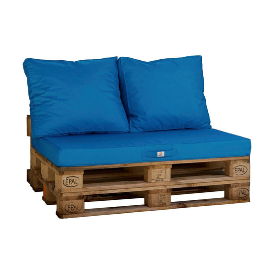 Lot matelas pour palette déhoussable avec assise de 120x80x10cm et dossier Bleu Petrole - Deco-arts.fr