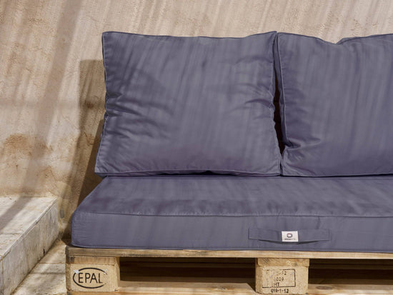 Lot matelas pour palette déhoussable avec assise de 120x80x10cm et dossier Gris Carbone - Deco-arts.fr