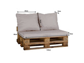 Lot matelas pour palette déhoussable avec assise de 120x80x10cm et dossier Gris Galet - Deco-arts.fr