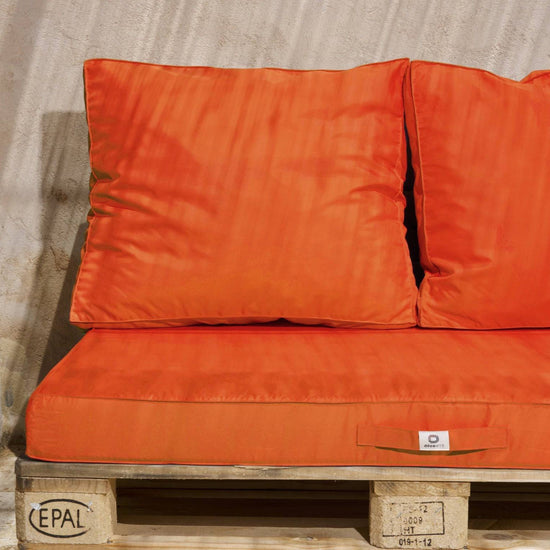 Lot matelas pour palette déhoussable avec assise de 120x80x10cm et dossier Orange - Deco-arts.fr