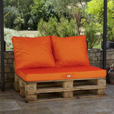 Lot matelas pour palette déhoussable avec assise de 120x80x10cm et dossier Orange - Deco-arts.fr