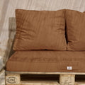 Kit Coussins Palette Déhoussable 120x80 Rouille - Imperméable & Extérieur (1 Assise + 2 Dossiers)