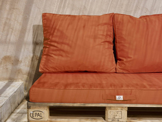 Lot matelas pour palette déhoussable avec assise de 120x80x10cm et dossier Terracotta - Deco-arts.fr