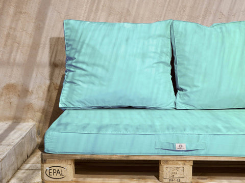Juego de colchón para funda palet desenfundable con asiento 120x80x10cm y respaldo Verde Menta
