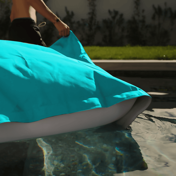 Housse pour Pouf Géant XXL 180x140cm Flottant pour Piscine - Bleu Caraïbes - Deco-arts.fr