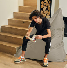 Pouf Géant XXL 180x140 Beige - Waterproof & Déhoussable (Mousse)