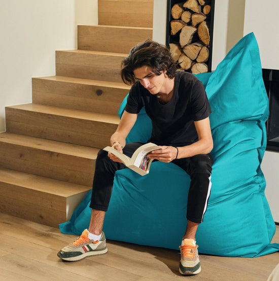 Housse pour Pouf Géant XXL 180x140cm Intérieur et Extérieur - Bleu Caraïbes - Deco-arts.fr