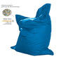 XXL waterproof blue pétrole pouf for outdoor use, featuring removable cover and soft foam filling.