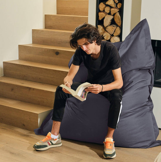 Housse pour Pouf Géant XXL 180x140cm Intérieur et Extérieur - Gris carbone - Deco-arts.fr