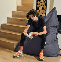 Funda para puff gigante XXL 140x180cm interior y exterior – Gris carbón - Déco Arts