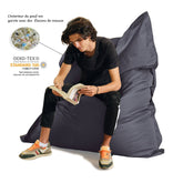 Pouf Géant XXL Intérieur et Extérieur, Déhoussable, Salon, Jardin, Deco Arts Gris carbone - Deco-arts.fr