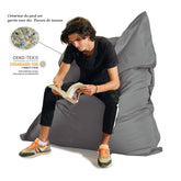 Pouf Géant XXL Intérieur et Extérieur, Déhoussable, Salon, Jardin, Deco Arts Gris galet - Deco-arts.fr