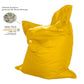Giant XXL yellow honey waterproof pouf for outdoor use, featuring removable cover, ideal for garden or patio relaxation.