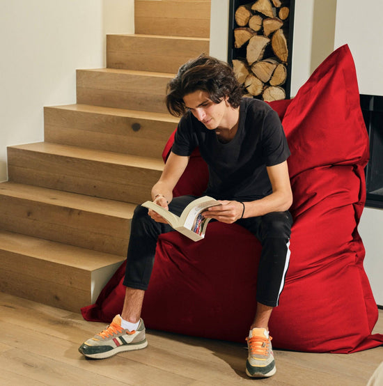 Housse pour Pouf Géant XXL 180x140cm Intérieur et Extérieur - Rouge piment - Deco-arts.fr